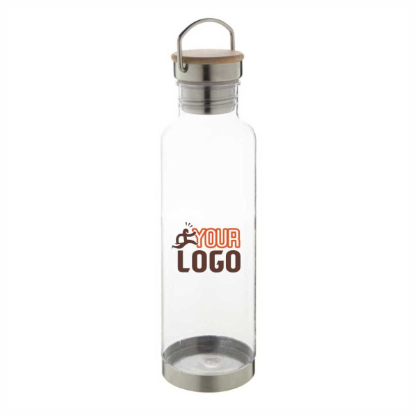 Borraccia 800 ml in Tritan senza BPA con base in acciaio e tappo in bambù