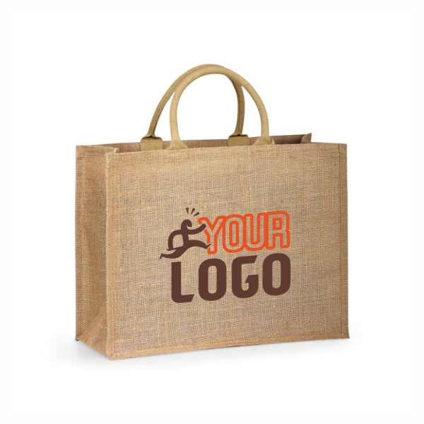 Shopper ecologica in iuta con manici rigidi e fodera