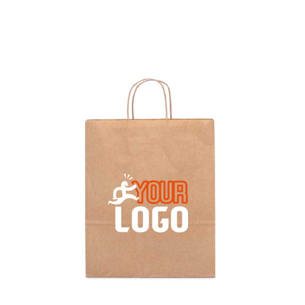 Shopper in carta avana piccola manici ritorti | 23x18x8 cm