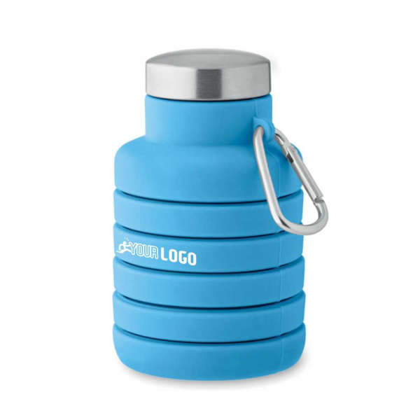 Borraccia in silicone pieghevole con moschettone 500 ml