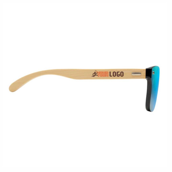 Occhiali da sole con lenti specchiate e aste in bamboo