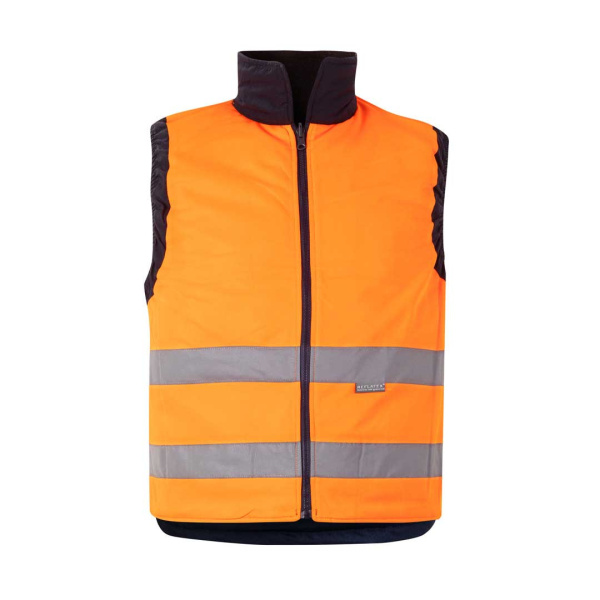 Gilet imbottito reversibile con strisce riflettenti e tasche multiple