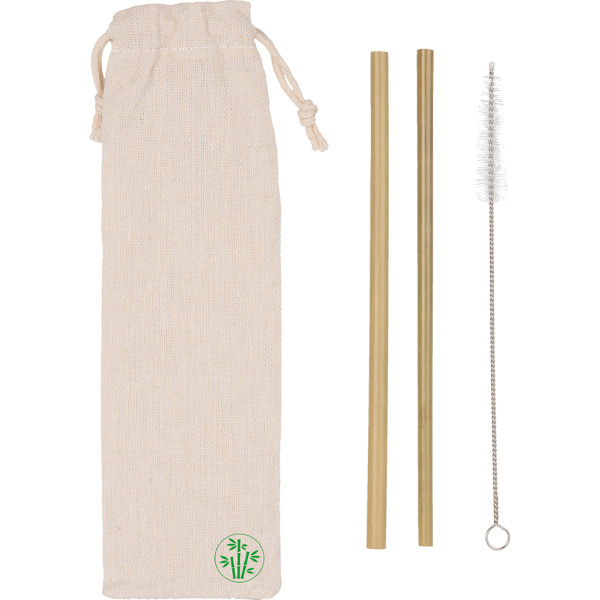 Kit posate riutilizzabili in bambù e cotone