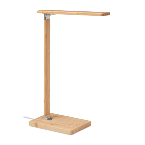 Lampada LED pieghevole in bambù con ricarica wireless