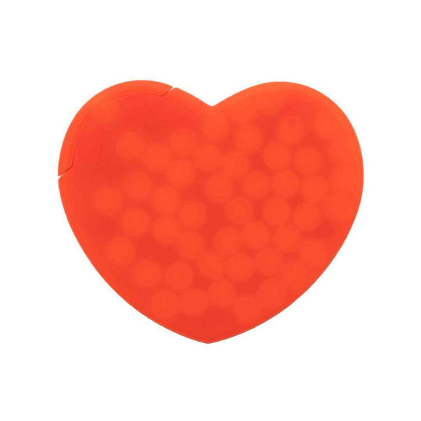 Mentine senza zucchero e scatolina a forma di cuore colorato