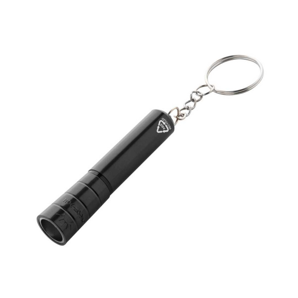 Mini torcia LED in plastica ABS riciclata con portachiavi in metallo