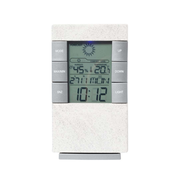 Orologio digitale e stazione meteorologica in paglia di grano