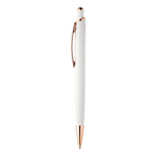 Penna a sfera in alluminio con dettagli oro rosa