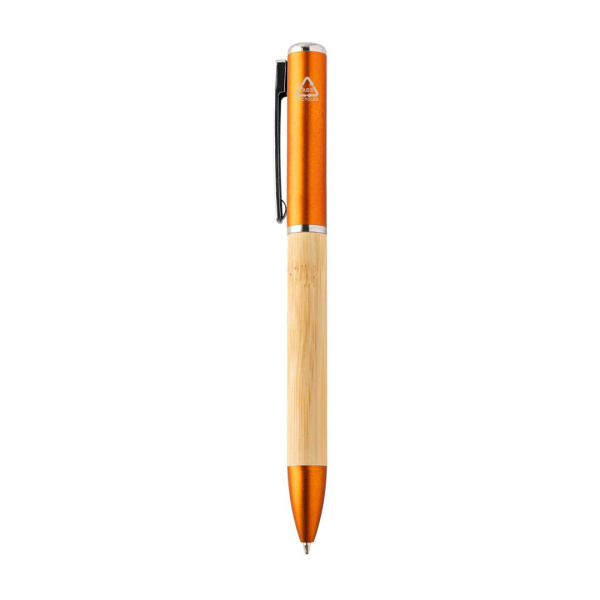 Penna a sfera in bambù e plastica ABS riciclata con torcia LED