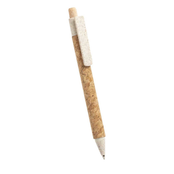 Penna a sfera eco in paglia di grano colorato e sughero