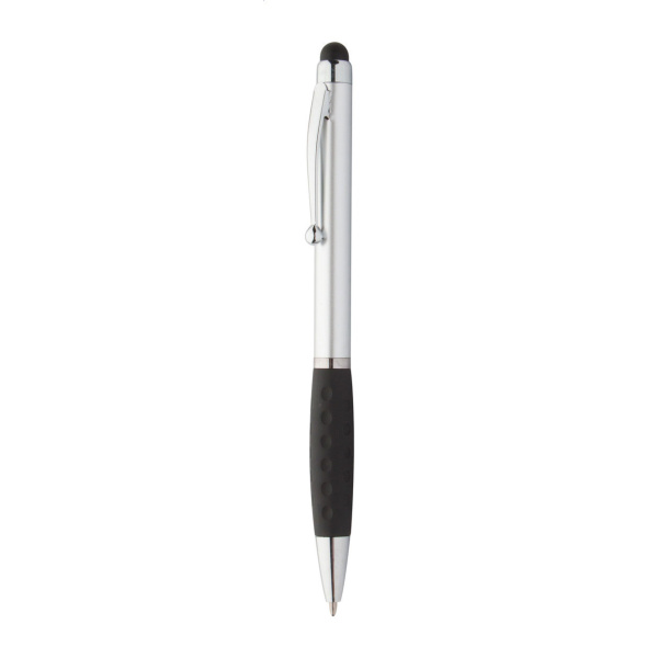 Penna promozionale in abs con gommino touch e refill blu