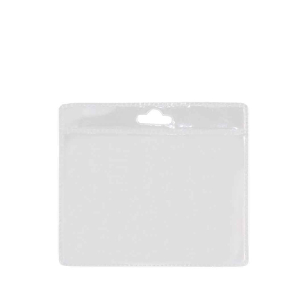 Porta badge trasparente in plastica per lanyard 100x90 mm