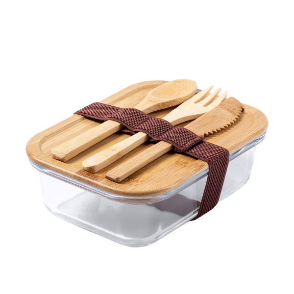 Contenitore per il pranzo in vetro e bambù