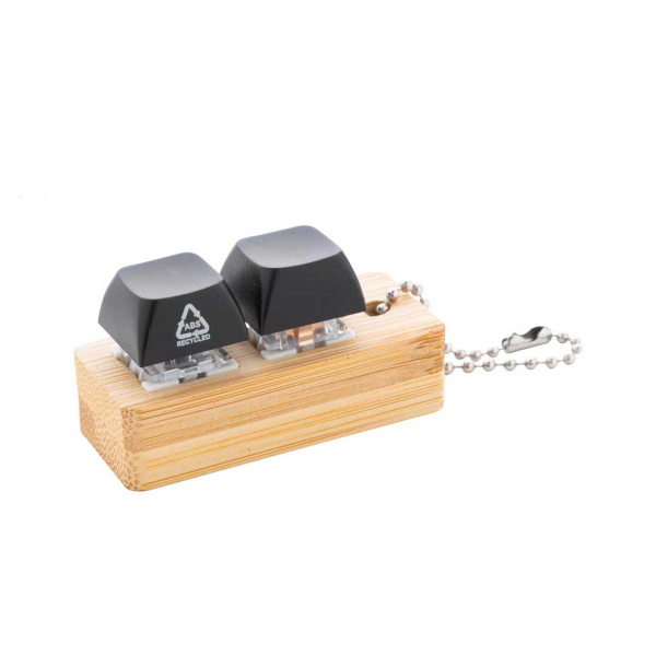 Portachiavi in bambù con catenella e tasti antistress