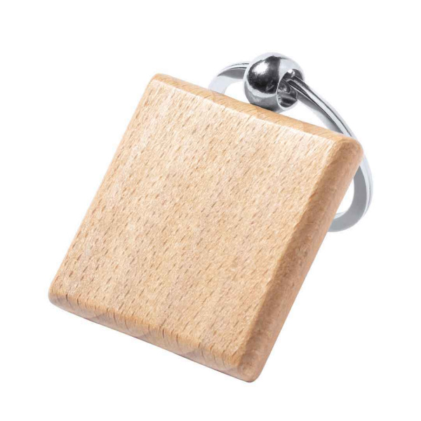 Portachiavi in legno di faggio con anello in metallo