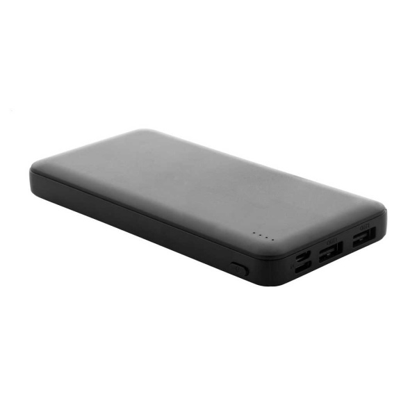 Power bank in ABS riciclato con batteria 10000 mAh e 3 porte di ricarica
