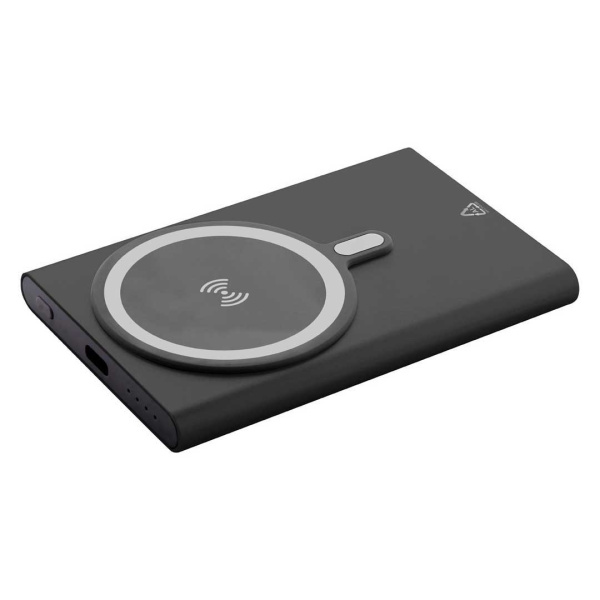 Power bank in alluminio riciclato con ricarica wireless, 5000 mAh
