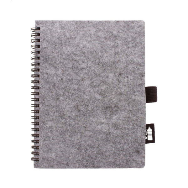 Quaderno a spirale a6 in feltro rpet con carta riciclata