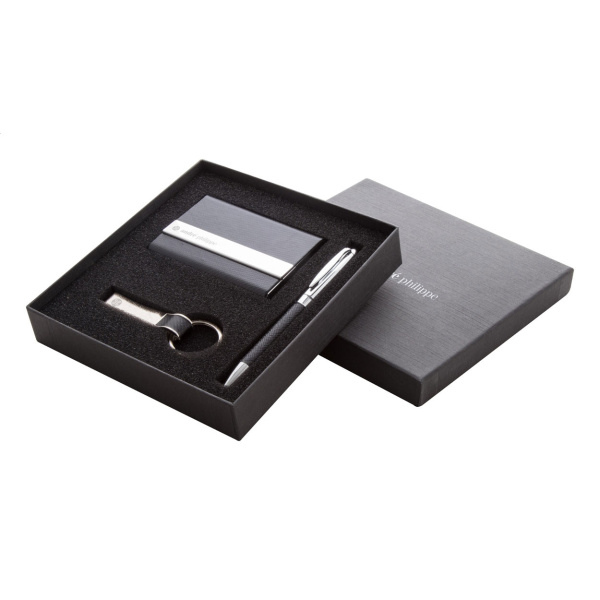 Set André Philippe con portabiglietti, penna e portachiavi