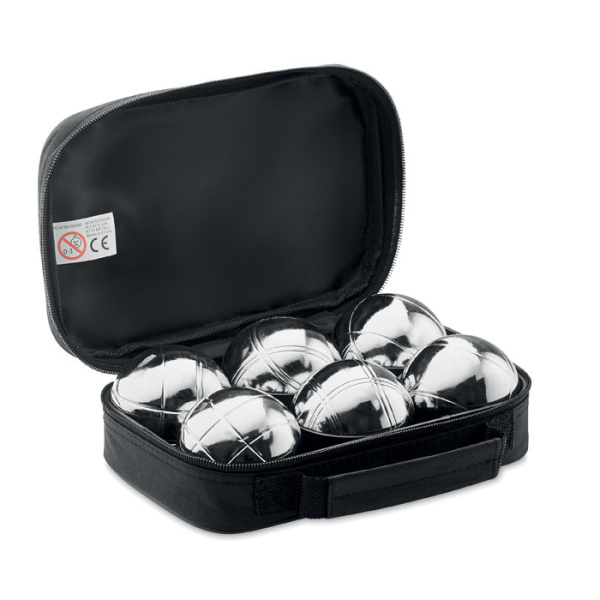 Set bocce in metallo con astuccio in poliestere