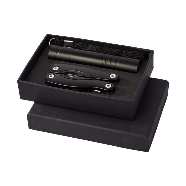 Set con coltello multifunzione e torcia a LED