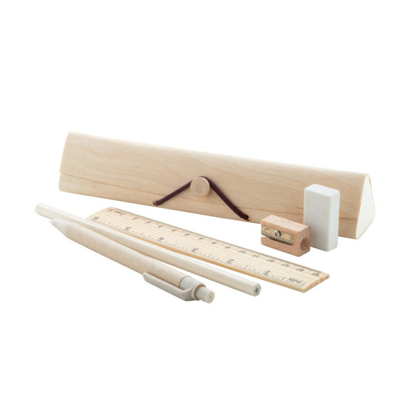 Set da cancelleria ecologico in legno da 5 pezzi