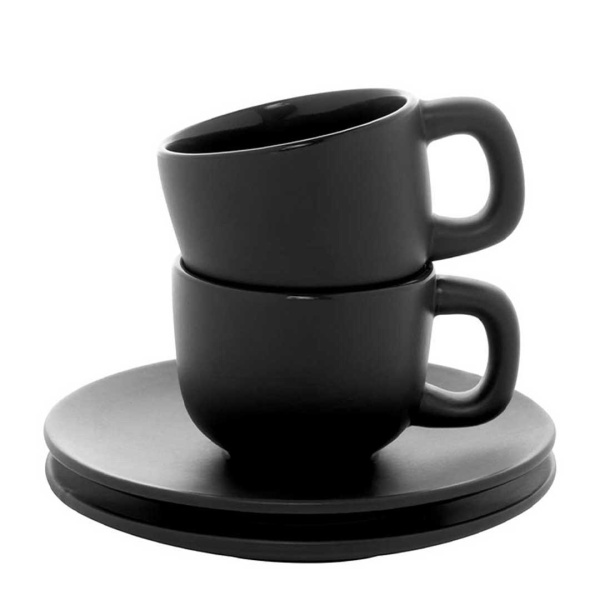 Set di 2 tazze cappuccino da 200 ml in ceramica con piattini
