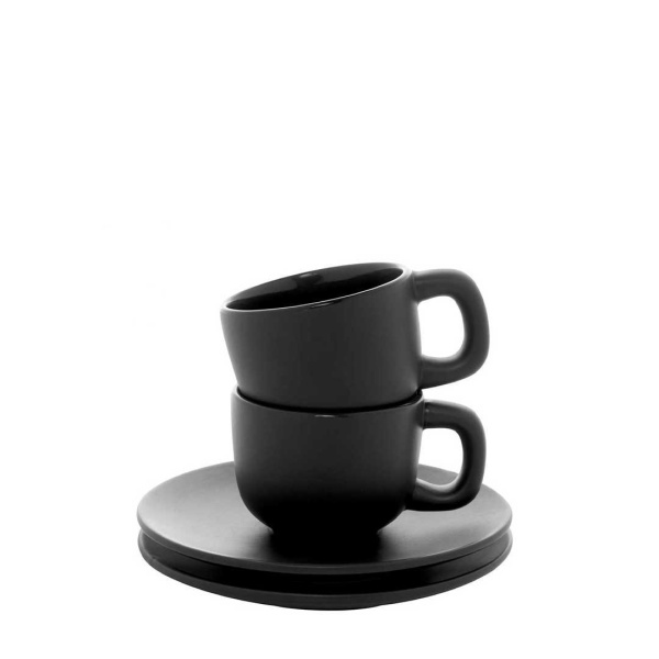 Set di 2 tazze espresso da 85 ml in ceramica con piattini