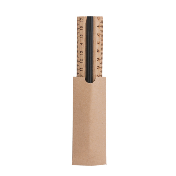Set matita e righello in legno con bustina 