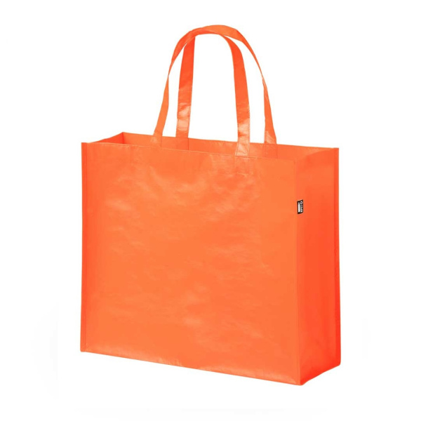 Shopper con logo e soffietto riciclate | 42 × 35 × 15 cm | 105gr