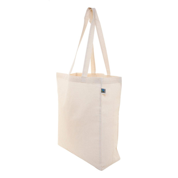 Shopper in cotone Fairtrade con soffietto e manici lunghi