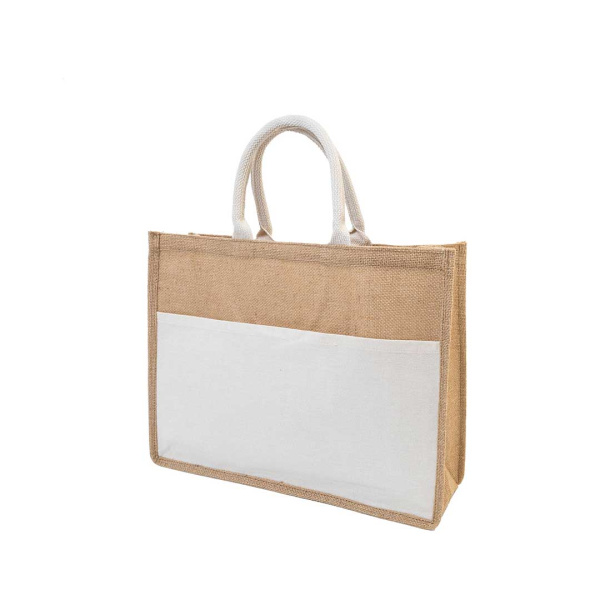 Borsa da spiaggia in juta con tasca e manici in cotone