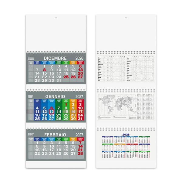Calendario trimestrale multicolor