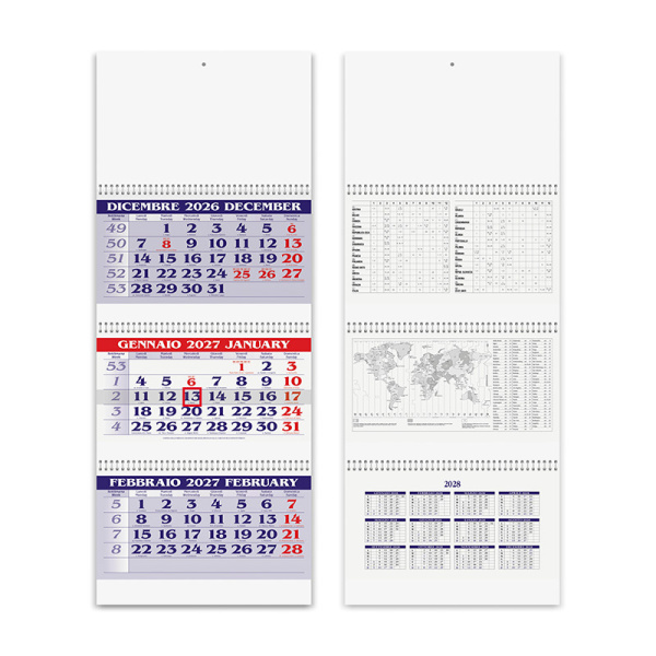 Calendario trittico spirale 3 mesi