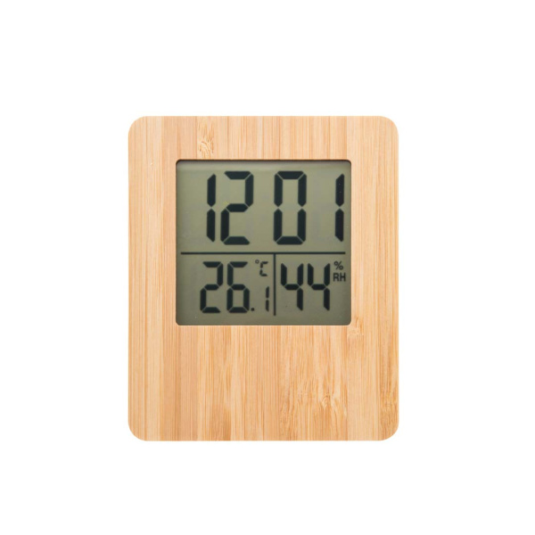 Stazione meteorologica con orologio digitale in bambù