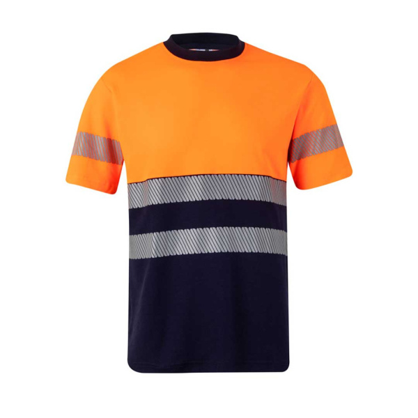 T-shirt tecnica bicolore in piqué con inserti riflettenti