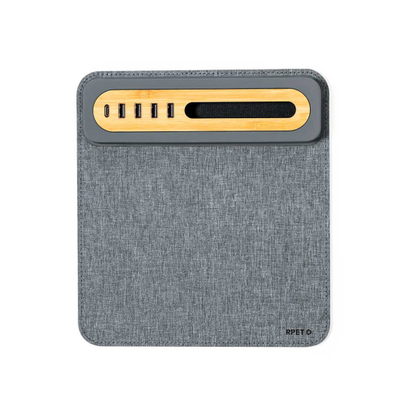 Tappetino mouse in RPET e bambù con hub USB