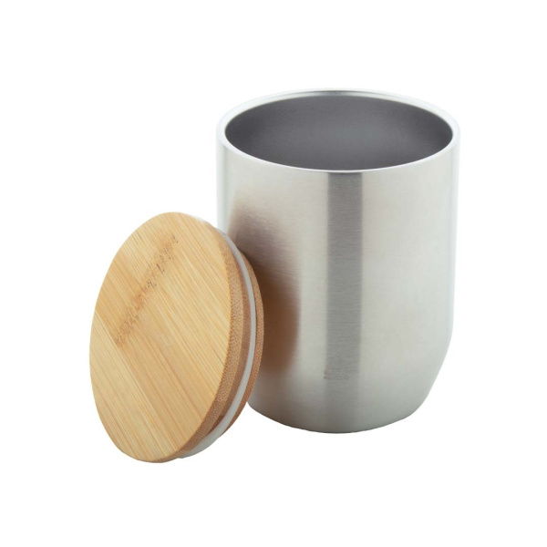 Tazza con coperchio ermetico a doppia parete in acciaio riciclato