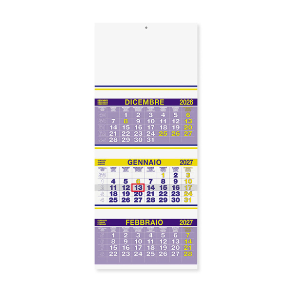 Calendario trittico fluo | 33x79cm