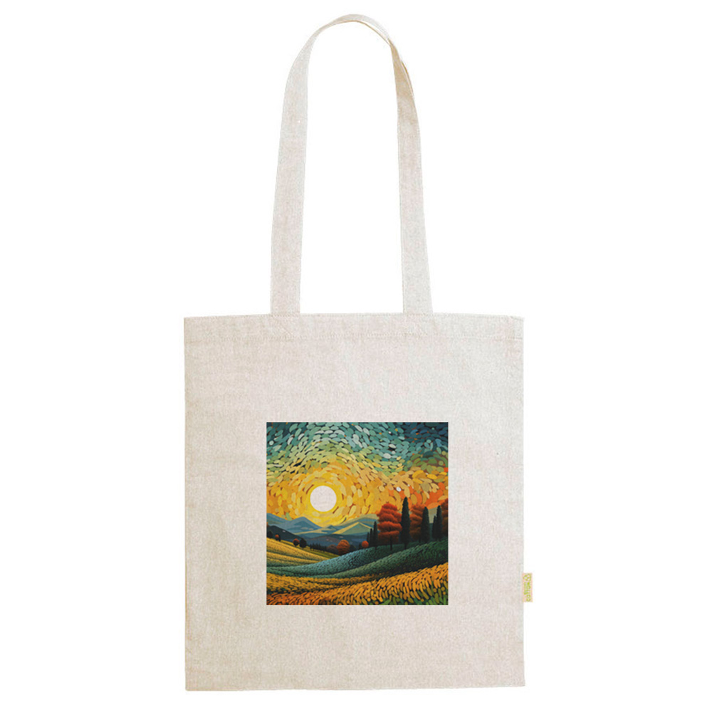 Shopper in cotone bianco, con manici lunghi e personalizzata a colori