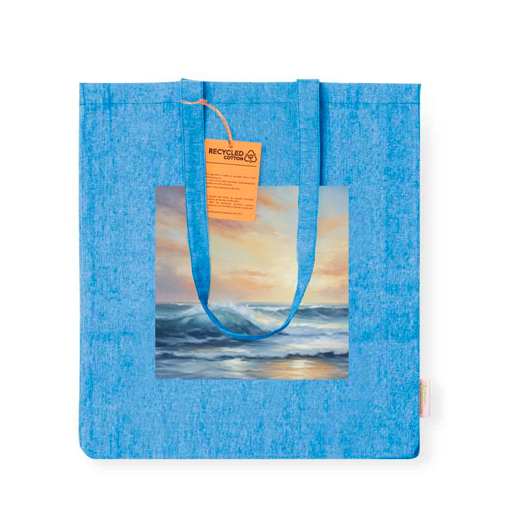 Shopper vintage azzurra, personalizzata in quadricromia