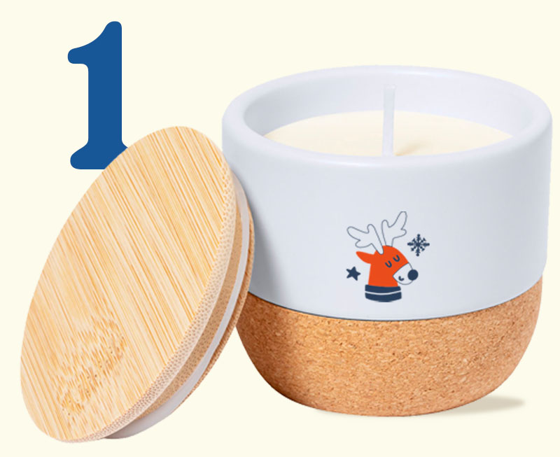 Candela personalizzata realizzata con materiali ecologici ideale per regali aziendali natalizi