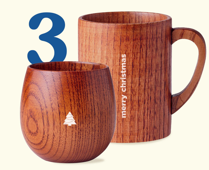 Tazza personalizzate realizzate in vero legno ideali per regali aziendali natalizi