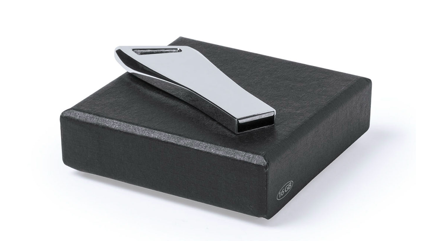 Chiavetta USB con scatola regalo nera. Ideale per essere regalata durante eventi promozionali.
