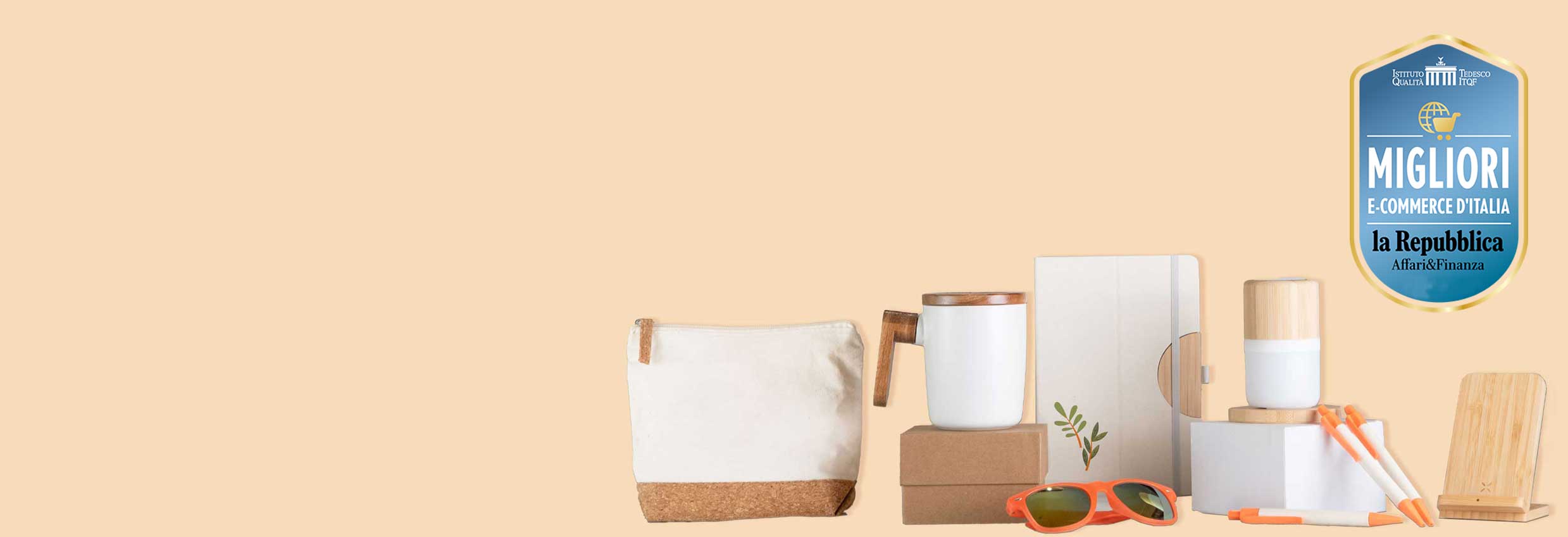 Set di gadget aziendali personalizzati: Borsa, pochette, tagliere, candela, powerbank ideali per regali pubblicitari ed eventi