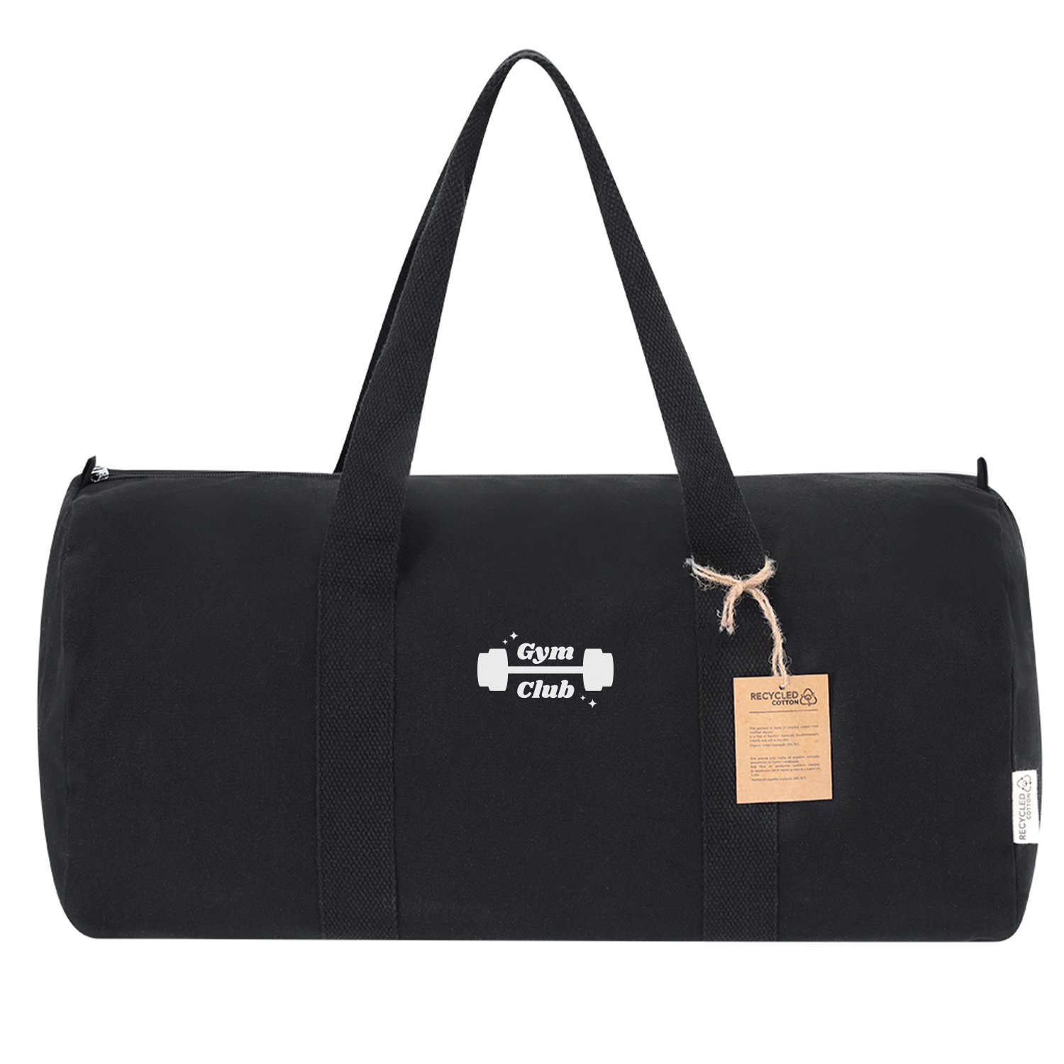 Borsone sportivo nero con logo bianco stampato al centro