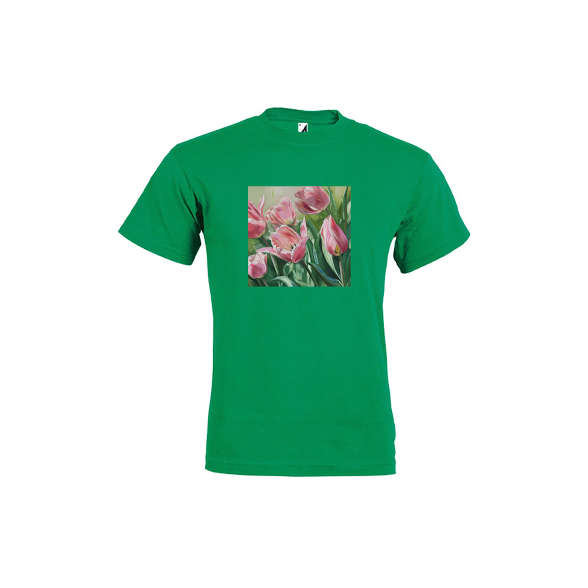 Maglietta verde con stampa full color petto