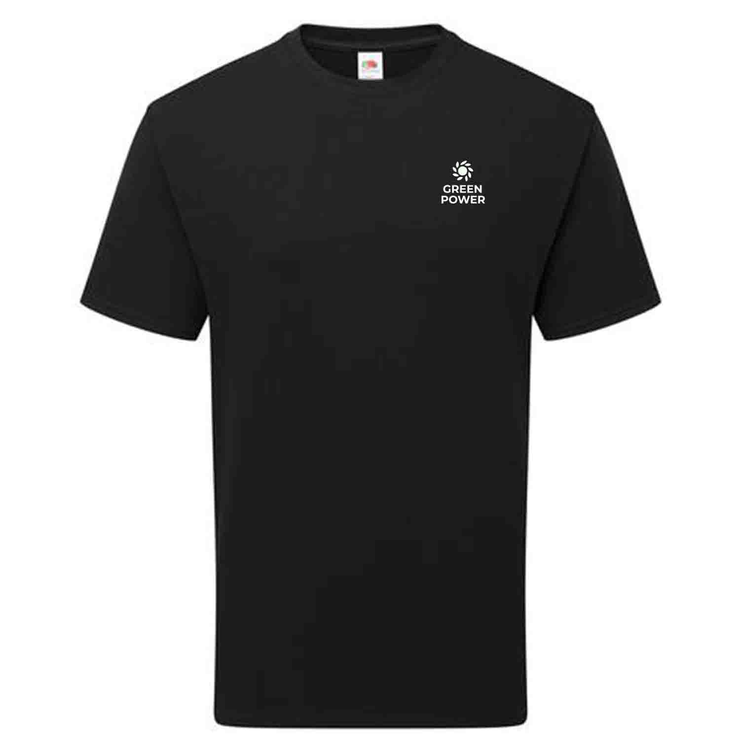 Maglietta nera in cotone con logo bianco lato cuore