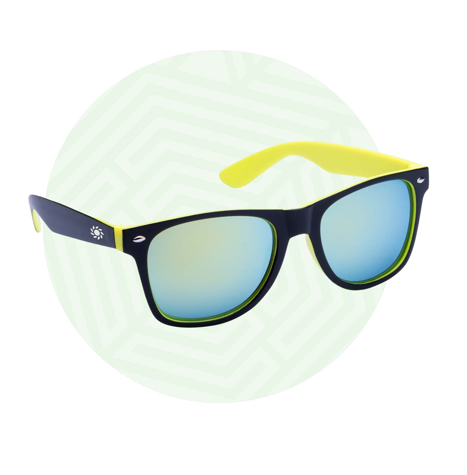 Occhiali da sole blu con logo bianco