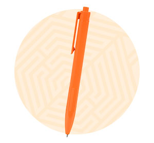 Penna arancione. Background composto da un cerchio arancione. 